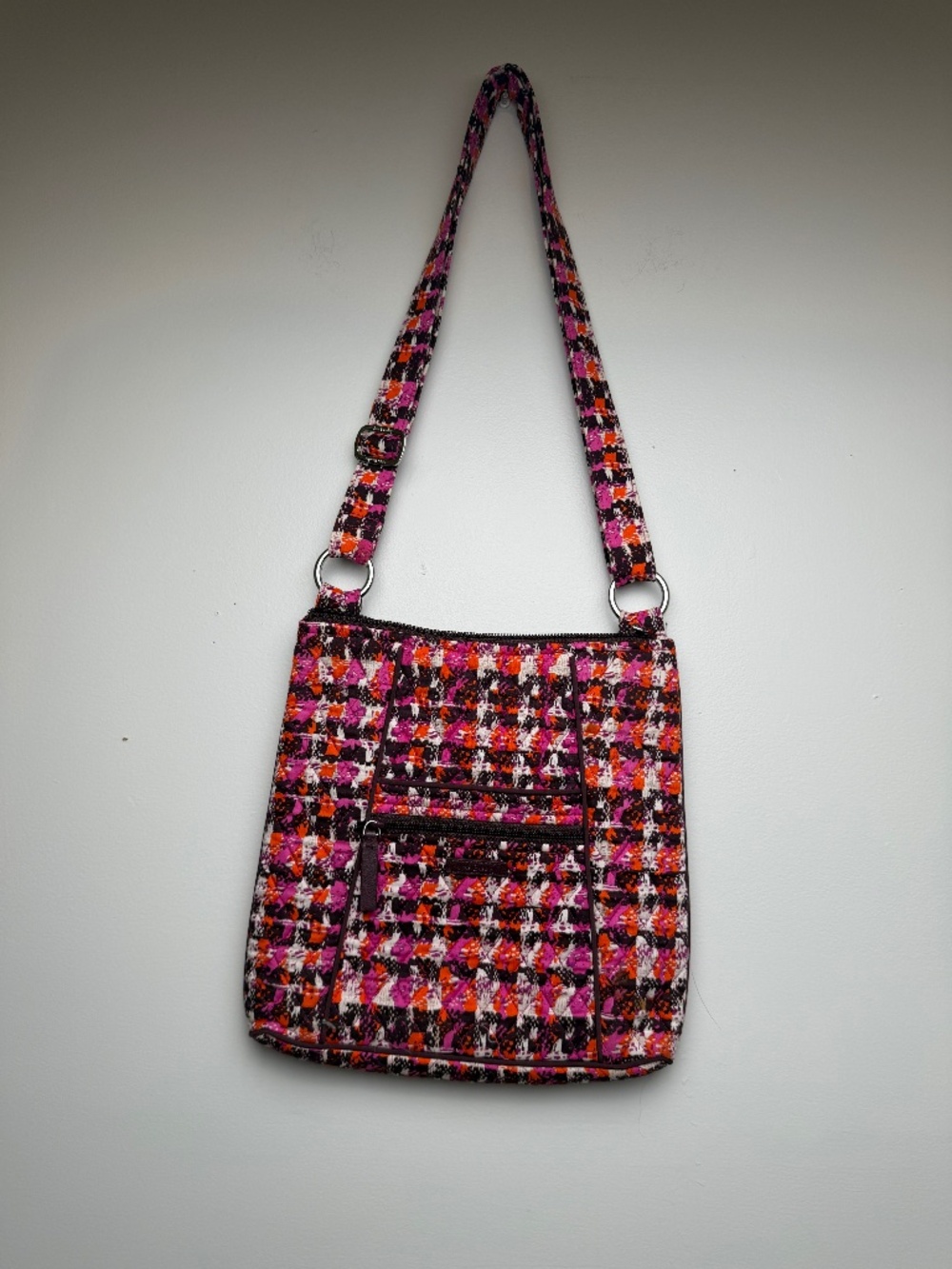 Vera Bradley Carson Crossbody Bag Retired Houndstooth Tweed Pattern